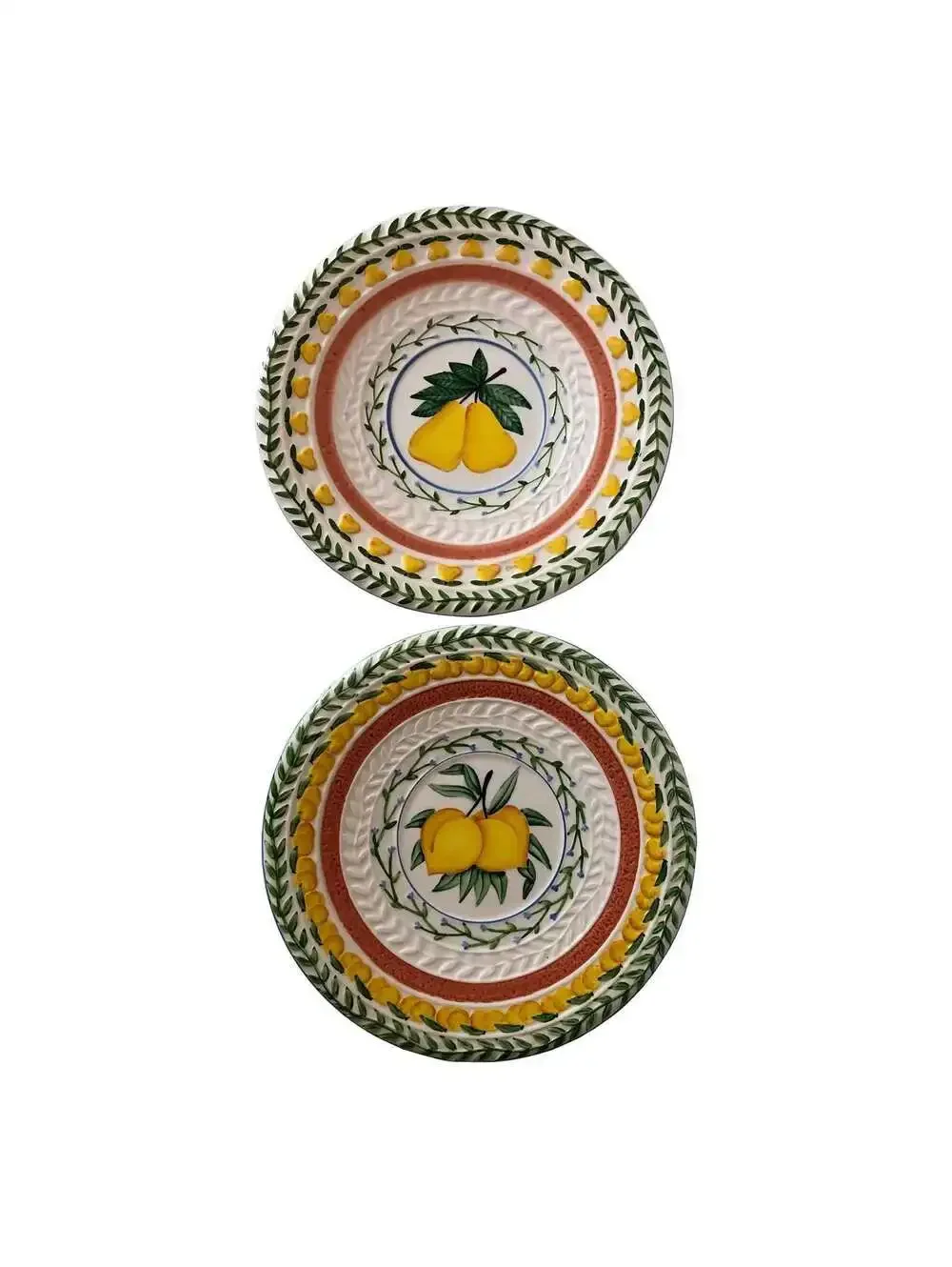 Set of TWO Strata Group 'Fresh N' Fruity' vintage hand-painted salad plateS 9